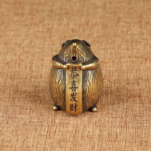 Vintage Copper Lucky Rat Statue Home Feng Shui Decoration Craft Ornament Bring Wealth Bronze Zodiac Animal Mouse Figurines Craft