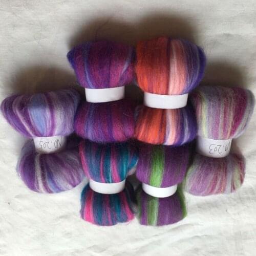 WFPFBEC 6 colors Australia 20um sheep 100% wool fiber needle felting wool for felt wool roving 10g/20g/50g/100g/color