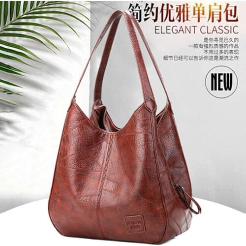 Retro soft leather single shoulder bag European and American fashion womens tote bag simple single shoulder handbag