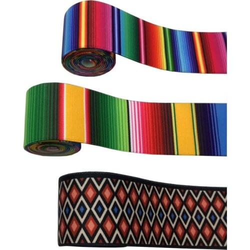 1M/Lot Gradient Stripes Print Elastic Webbing 2.5cm 3.8cm Width Rubber Band DIY Trim Supplies Clothes Pants Straps Sewing Belt