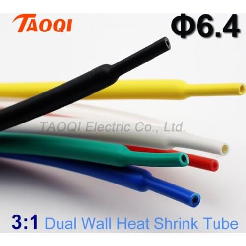 1Meter 6.4mm Heat Shrink Tubing Adhesive with Glue Lined 3:1 Shrinkage Dual Wall Shrink Tube Wrap Wire Cable