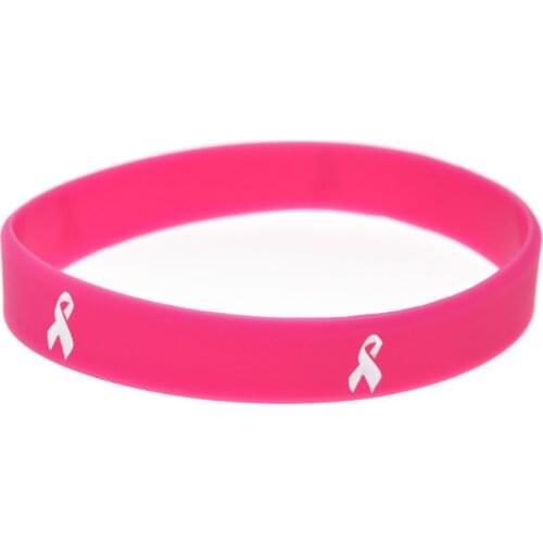1PC Cancer Ribbon Silicone Wristband Inspirational Logo Adult Size