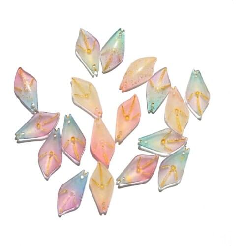 23x11mm 10Pcs Pink Gradient Color Czech Flower Petals Glass Lampwork Beads For DIY Jewelry Making Handmade DIY Accessories