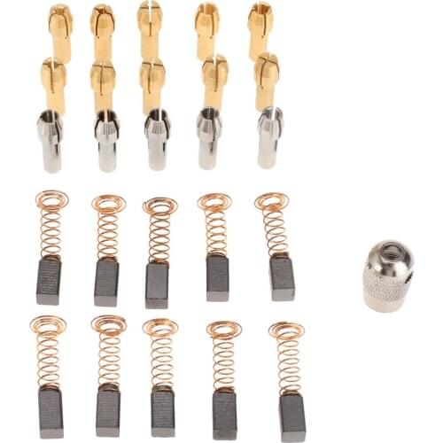 26pcs/set 0.5mm-3.2mm Brass Dremel Collet Mini Drill Chucks + 3.2mm Collets+Carbon Motor Brushes+Electric Mill Shaft Screw Cap
