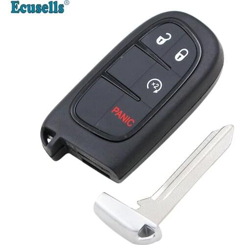 3+1 Buttons New Keyless 4 buttons Smart Remote Key Case key shell fob for Jeep Cherokee Uncut emergency blade