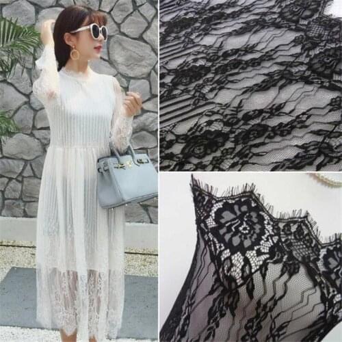 3Metersx 150CM Factory direct sale black and white new lace eyelash lace wedding dress lace lace fabric width LB0039