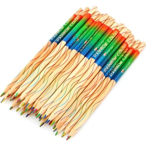 50pcs Rainbow Color Pencil 4 in 1 Colored Pencils For Drawing painting Stationery sale