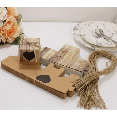 50pcs DIY Small Kraft Gift Candy Box Birthday Wedding Party Favor Vintage Gift Boxes for Sweets Chocolate Packaging Supplies