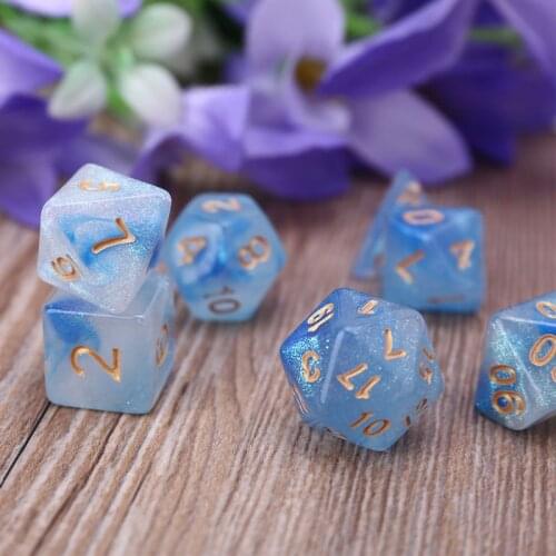 7pcs D20 Polyhedral Dice Glitter Double Colors 20 Sided Dices Table Board Playing Game for Bar Pub Club Party N0PC