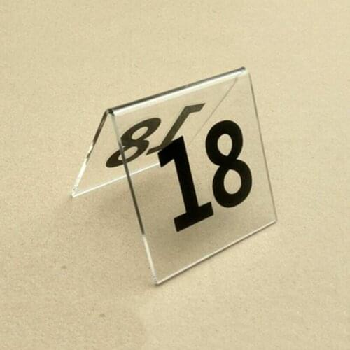 New 1 to 50 Tent Style Clean Acrylic Table Numbers Wedding Restaurant Cafe Office Sign Stand Double Sides Restaurant Table card