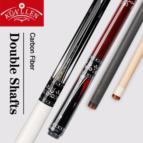 KONLLEN Pool Cue Solid Wood /Carbon Fiber Shaft 12.5mm Tip Butt Inlaid Carbon Fiber Sheet Abalone Shell Inlay Carbon Billiard