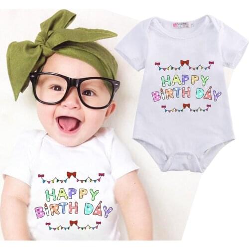 Happy Birthday Baby Bodysuits for Infants Casual Jumpsuit for Children Newborns Short Sleeve Autumn Winter Boys Girls Clothes