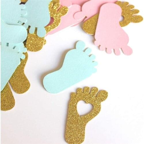 100pcs 3.5cm Gender reveal party ankle confetti baby shower party decorations DIY boy girl throwing paper confetti table decor-S