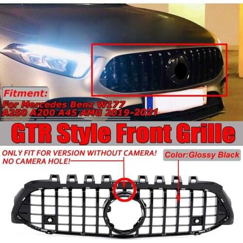 Gloss Black W177 GTR Style Grill Car Grille Front Bumper Grille Grill For Mercedes For Benz W177 A250 A200 A45 For AMG 2019-2021