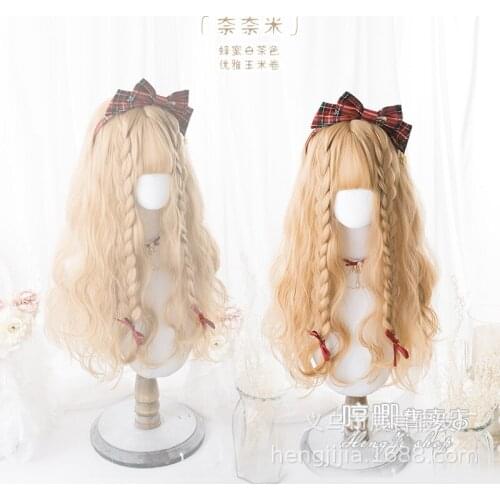 Heng Ji Lolita Harajuku Soft Sister "Nai Nai Mi" 66cm Double Ponytail Long Curly Hair Female Lolita Egg Roll Wig Lolita wig