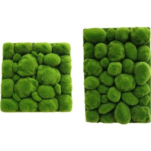 Stone Shape Moss Mat Grass Mat Artificial Green Lawn Carpet Fake Sod Moss For Home Hotel Wall DIY Decor 35*50cm/ 30*30cm Newest