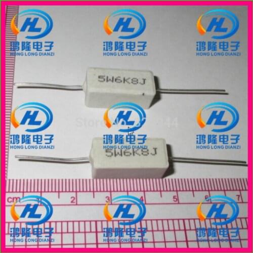 10pcs/lot) 5W 6.8K ohm +/-5% / 5W 6.8K ohm 5% / 5W 6.8KRJ 5W6K8J Ceramic horizontal cement resistor