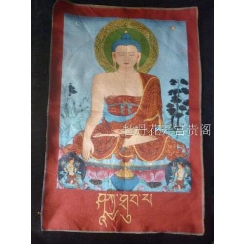 Chinese Antique collection the Thangka embroidery Shakya Muni diagram