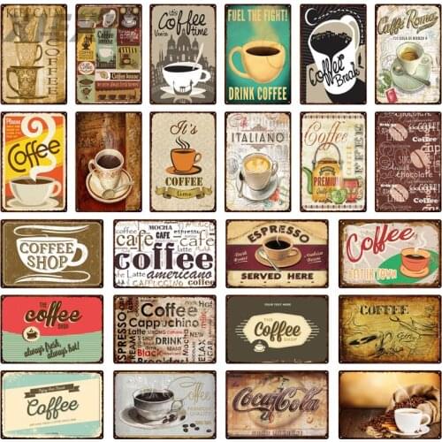 Coffee Break Leisure Time Metal Poster Retro Tin Signs Poster Plate Painting Hanging Wall Decor Cafe Room Home Decoration