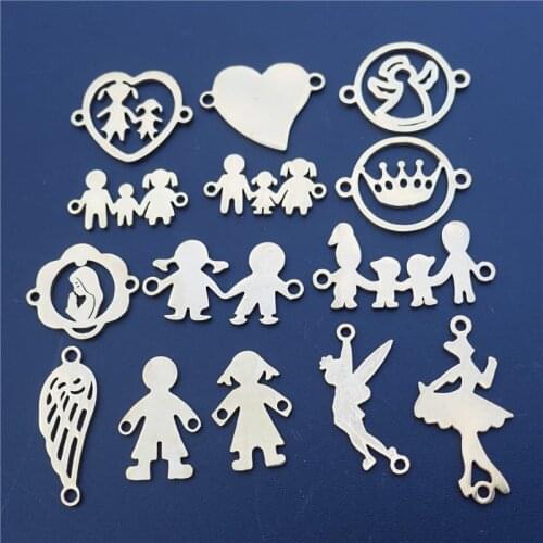 Real Gold Plated Stainless Steel Connector Family Member Mary Crown Queen Fairy Dancer Bracelet Making Jewelry Findings 5pcs lot