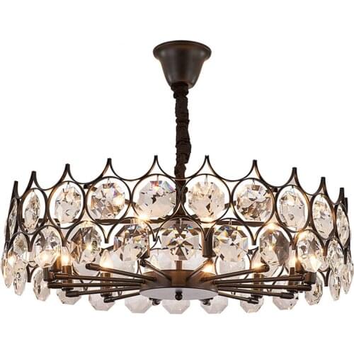 Art deco round crystal chandelier lighting modern living room lamp AC110V 220v lustre cristal bedroom light