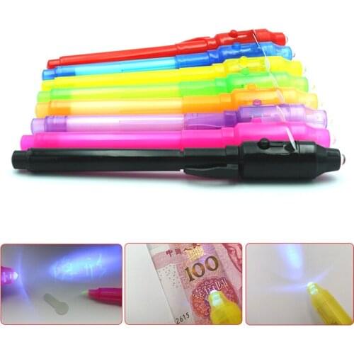 1pcs 2 In 1 Magic Luminous Light Pen UV Writing Invisible Ink Pen Kid Toy