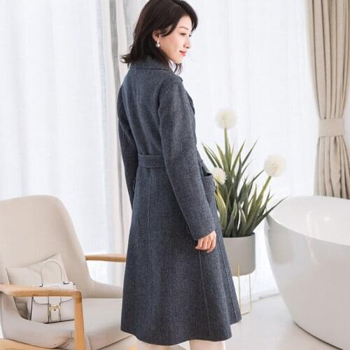 Fashion 2020 Wool Coats Winter Women Long Slim Woolen Coat Female Spring Autumn Jacket Belt casaco feminino 38040 YQ1773 en