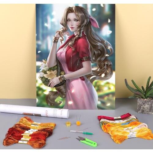 Cartoon Girl Woman Printed 11CT Cross Stitch DIY Embroidery Kit DMC Threads Craft Needlework Sewing Handiwork For Design