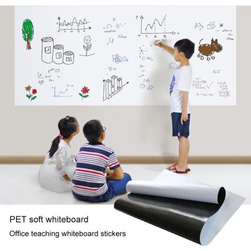 60*100CM PET Soft Whiteboard Sticker Office Teaching Teaching Reusable Blackboard Wall Sticker White Board Planner Organizer