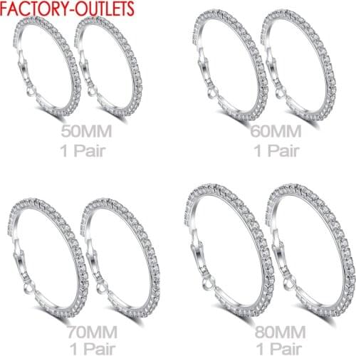 Real 925 Sterling Silver Package Sale Classic Hoop Earrings Luxury Cubic Zirconia Fashion Jewelry For Women Wedding Gift