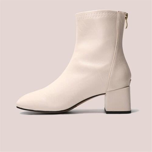 BLWBYL 2021 NEW Autumn and Winter New Boots, Square Toe and Velvet In The Tube, Thick Heel, Zipper, Fashionable Women Boots