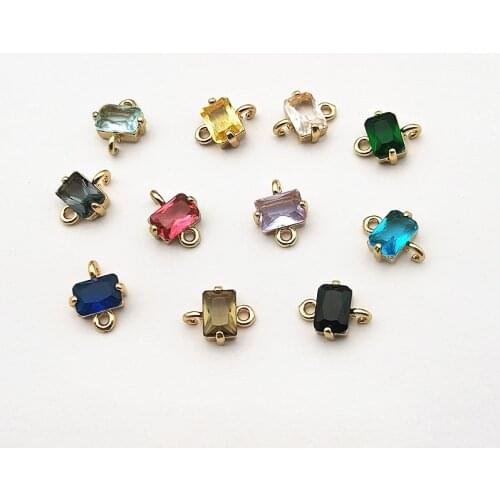 New arrival! 11x9mm 100pcs Copper/Crystal Rectangle Connector for Earring DIY Making, Jewelry Accessories Findings & Component