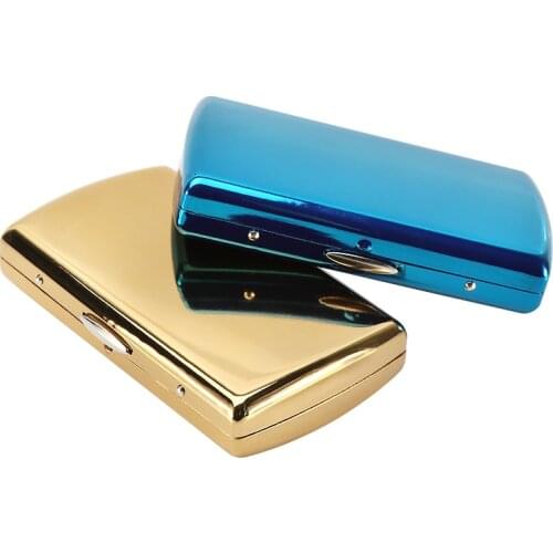 New Creative Aluminum Cigarette Case Ultra-thin Folio Cigar Storage Glossy Box Metal Container Can Hold 12 Cigarettes