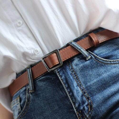 New Style Trapezoid Pin Buckle Ladies Decorative Belt Simple and Versatile Women Girls Trouser Belt Waistband Girdle Luxury