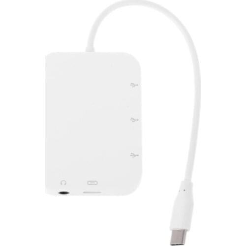 Type C to 3x USB 2.0 Hub Adapter USB C PD Charging 3.5mm audio Jack for Laptop