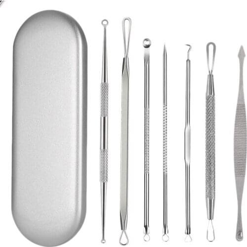 Professional Double Head Pimple Extractor ,7 Pieces Blackhead Remover Set Blackhead Remover of All Skin Types