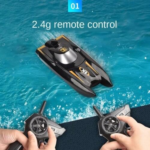 H118 Black Speedboat Toy Racing Remote Control Ship 30km/h High Speed 2.4GHz 4 Channel with LCD Screen Mini RC Boat For Boy Gift