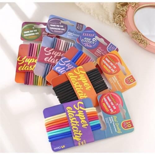 10PCS Fashion Colorful Elastic Rubber Bands Simple Basic Elastic Hair Rope Hair Bands Ponytail Holder Hair Accessories