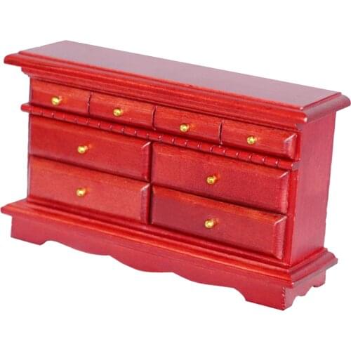 1:12 Scale Dollhouse Solid Wooden Birch Storage Cabinet Dreser Table 8 Drawers Miniature Furniture Pretend Play Life Scene