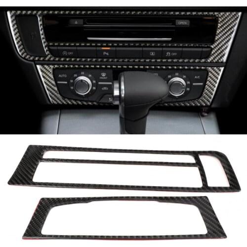 2pcs Carbon Fiber Style CD Air Conditioning Panel Cover Accessory Fits for A6 A7 2012 2013 2014 2015 2016 2017 2018 Accessories
