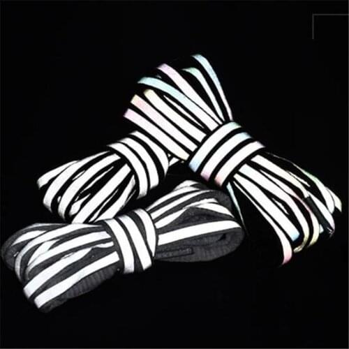 1 Pair Reflective Shoelaces Laser Sequin Shoelace For Sneakers Running Shoes Lace Adult Children Luminous Glowing Shoe Strings