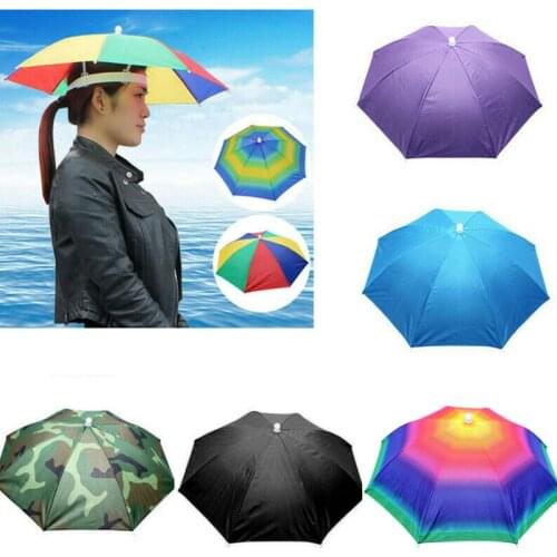 Outdoor Elastic Headband Wearing Hat Umbrella Sunny Rain Fishing Umbrella Cap Picking Tea Head Cover