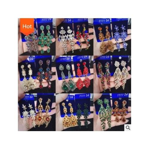 Vintage Earrings for Women Crystal Flower Star Heart Dangle Drop Earrings Long Big Earrings Statement Bohemian Jewelry