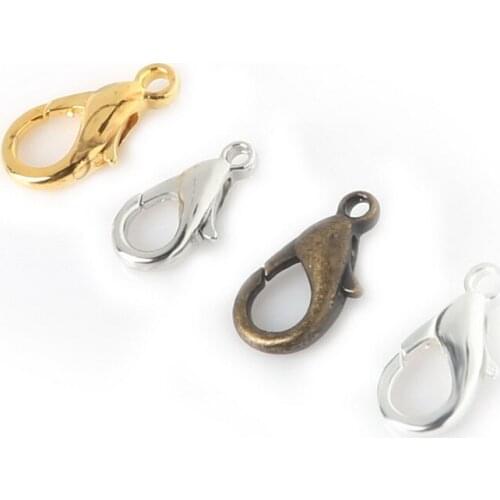 2015 Hot 100pcs Silver Gold Rhodium Bronze Plated Lobster Clasps Hooks Jewelry Findings 14mm Wholesale Lots