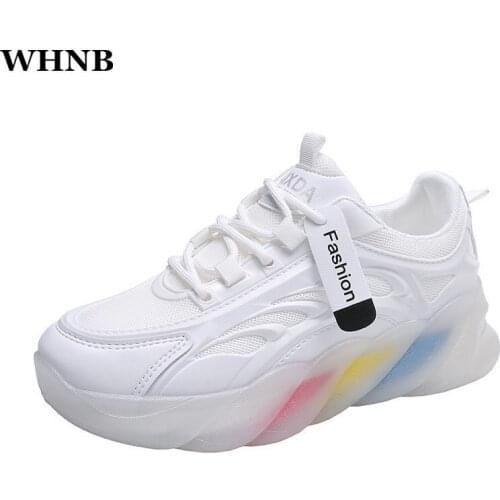 2021 new rainbow bottom womens shoes mesh vulcanized shoes casual breathable comfortable thick bottom chunky sneakers
