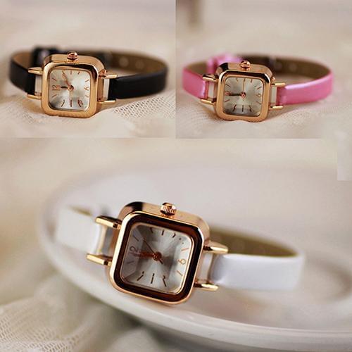 Fashion Womens Watches Slim Colorful Faux Leather Strap Square Dial classic wild ladies Analog Quartz Wrist Watch Gift