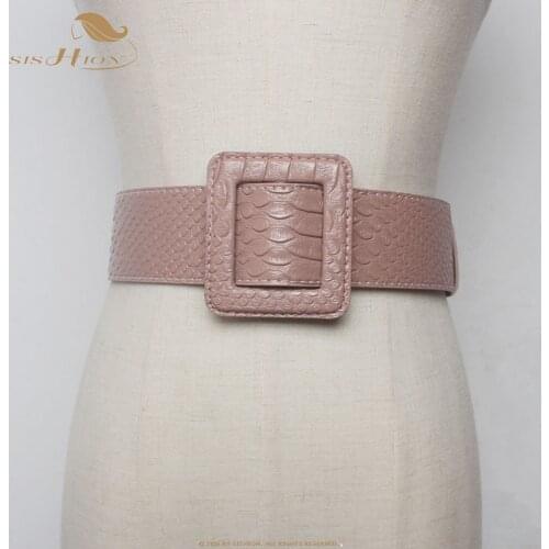 SISHION New Ladies Black Wide Waist Belt Faux Leather Belts for Women Dress Jeans QY0340 Vintage Belt Female