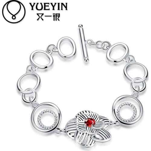 Womens jewelry silver plated bracelet Engagement jewelry bangles pulseira Simple and elegant Never fade