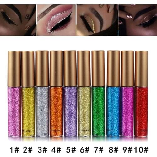 10 Colors Liquid Glitter Eyeliner Metallic Eyeshadow Long Lasting