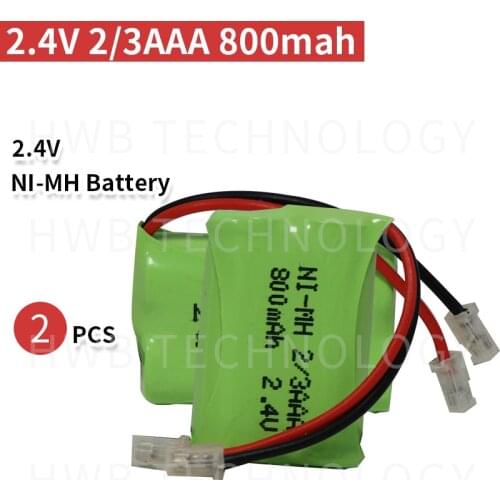 2PCS/lot New Ni-MH 2/3AAA 2.4V 500mAh Ni-MH 2/3 AAA Rechargeable Battery Pack With Plugs For Cordless Phone Free Shipping